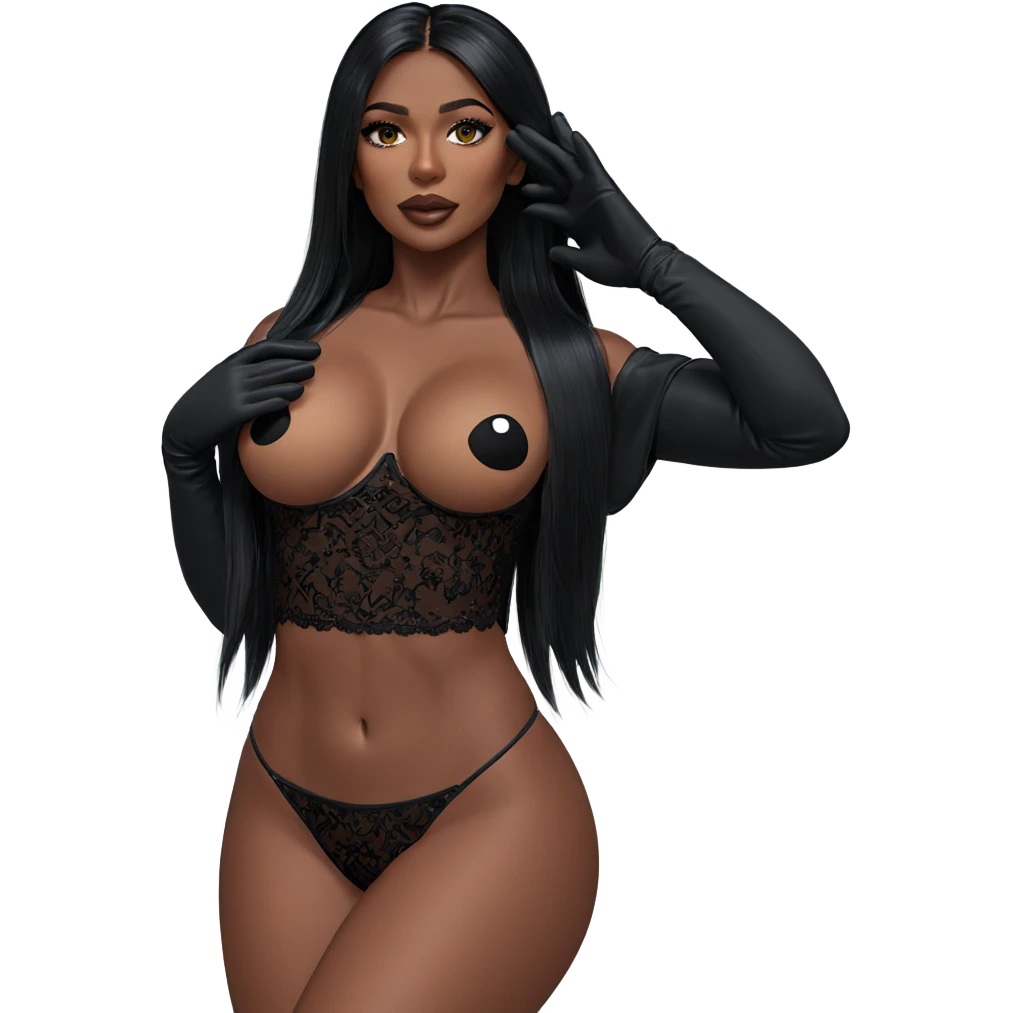 dark-skinned girl in black gloves emoji