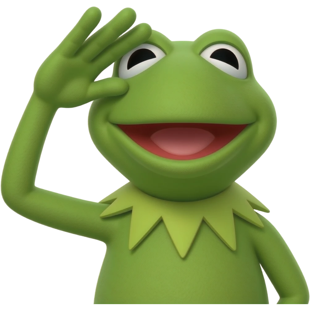 kermit the frog salute, unpolished kinda drawing like emoji