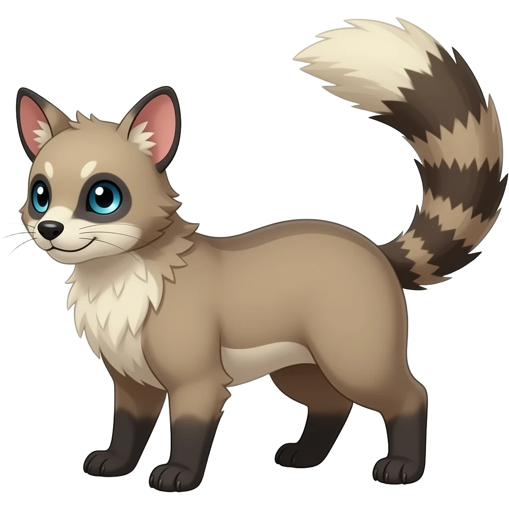 Randomly marked randomly colored Absol-Furret-Mankeulv-Civet-Genet-Marsupial-Ermine-hybrid emoji