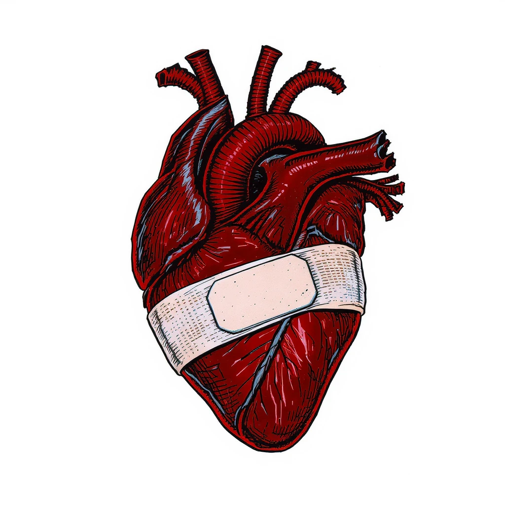 emo heart with a bandage emoji
