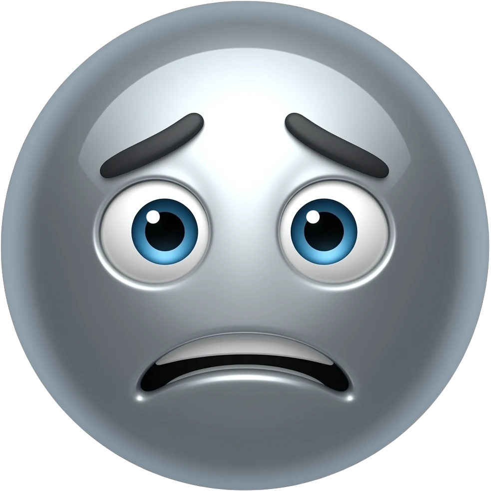 Face with dizziness confusion 3D metallic chrome simple ball emoji emoji