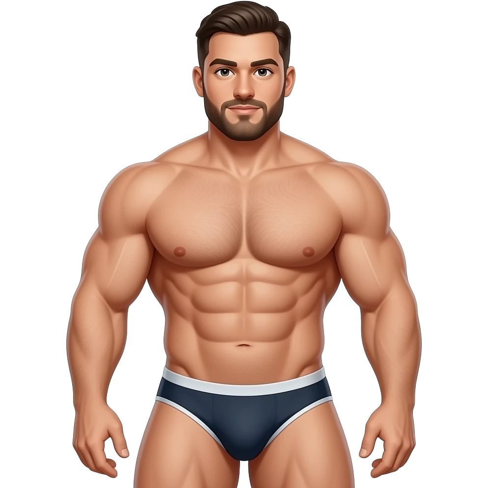 Fat muscular man in thong underwear emoji