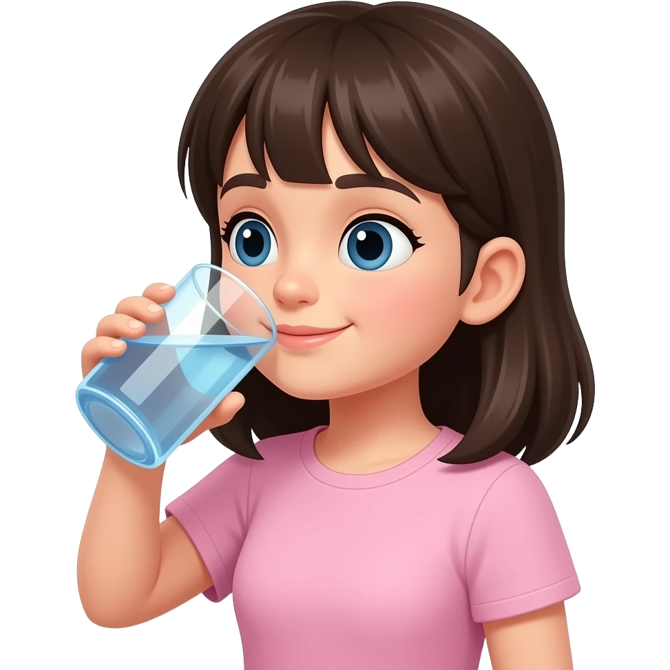 Un niña tomando agua emoji