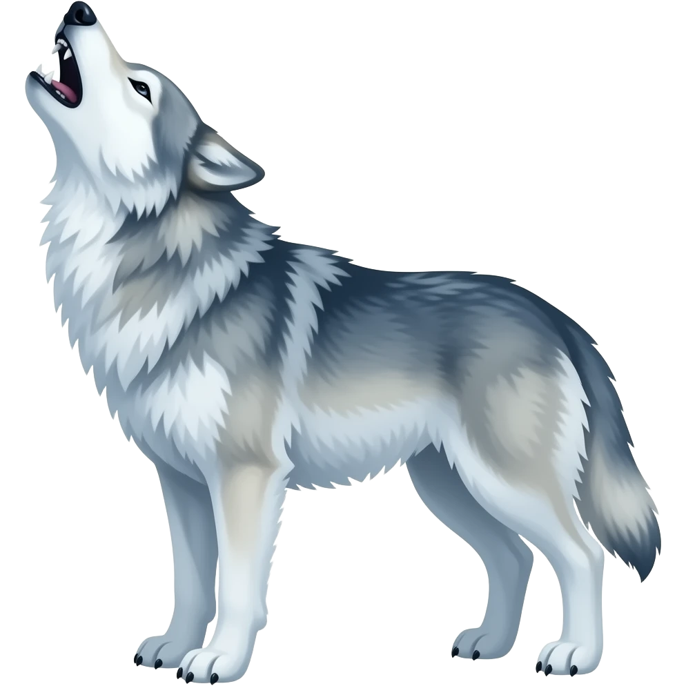 Arctic wolf with ice and howling emoji