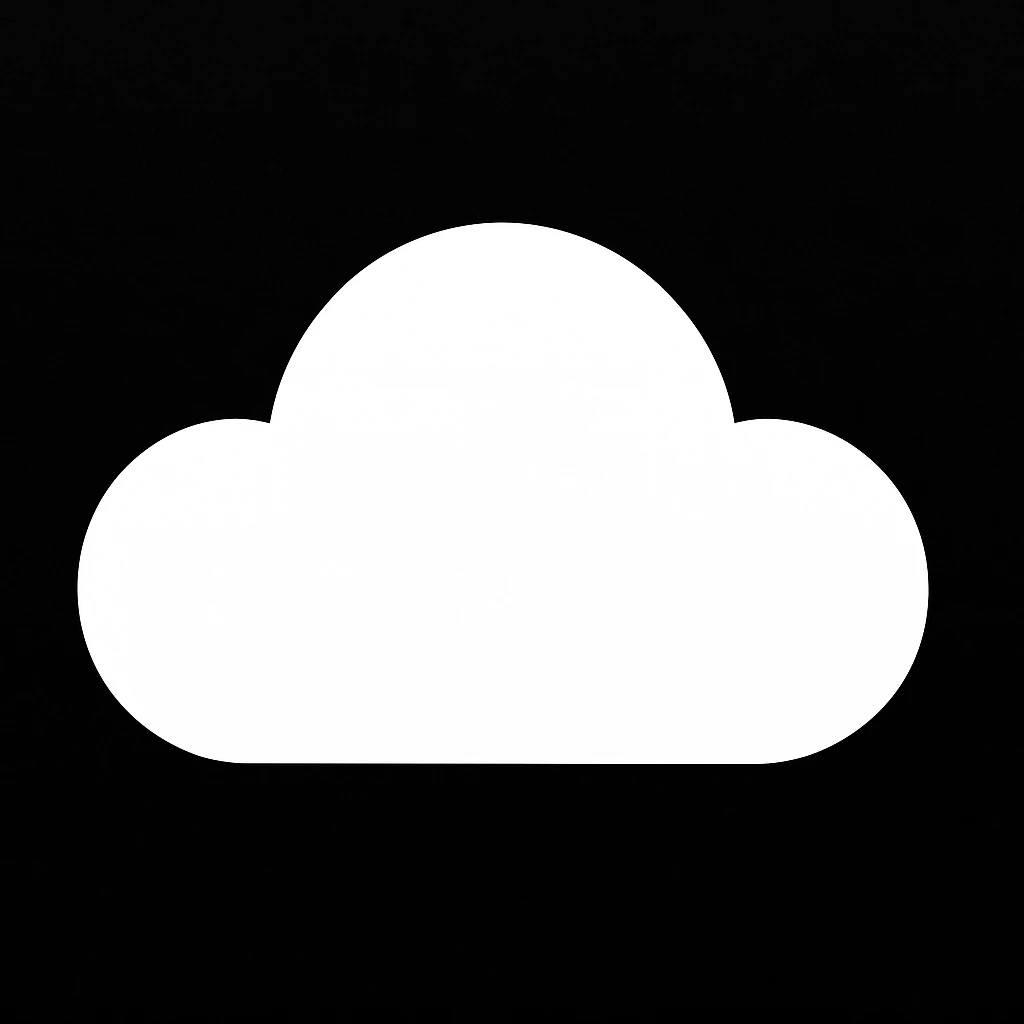 сделай это облако полностью белым и контур на черном фоне emoji