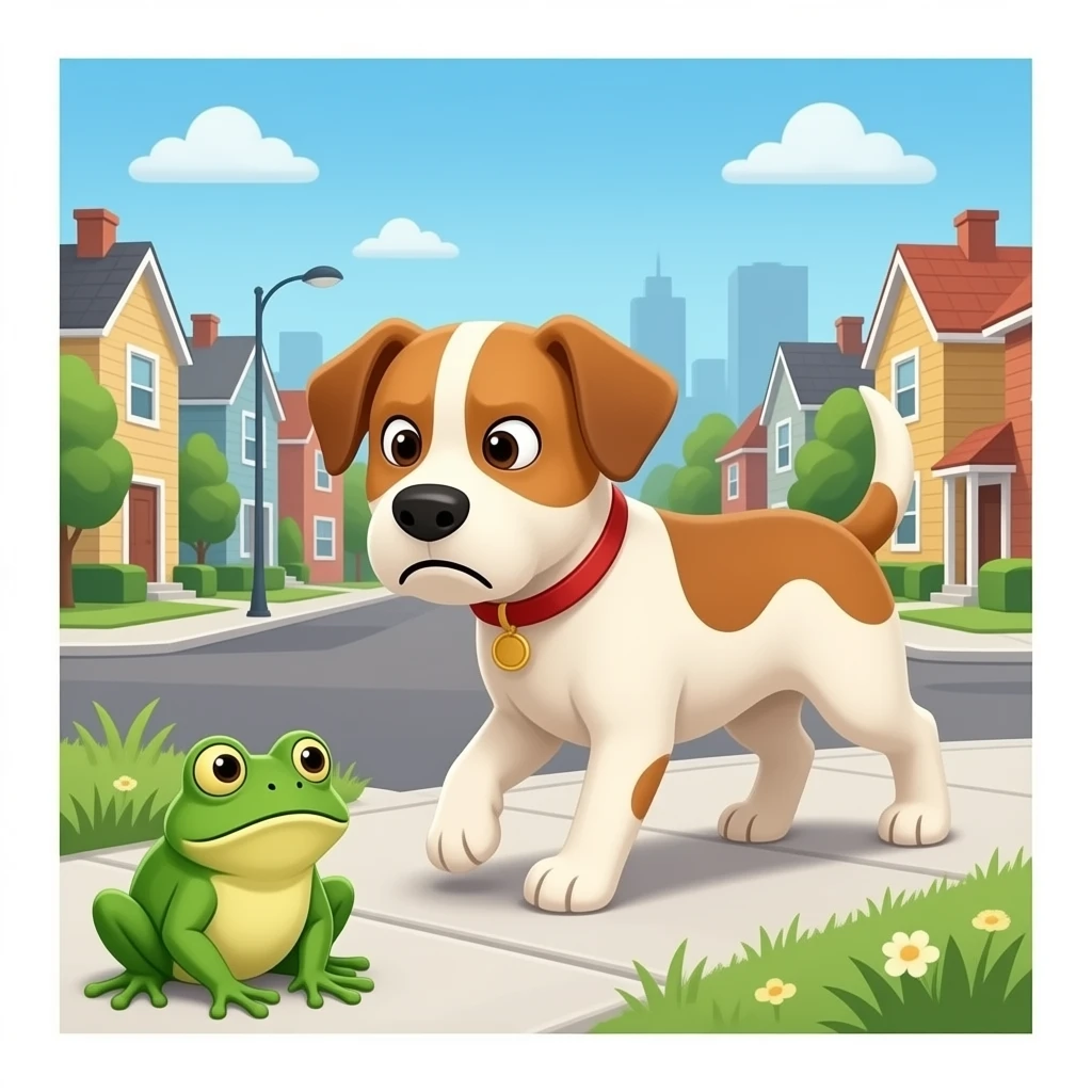 Dog dislikes Frogs from walk around the community emoji
