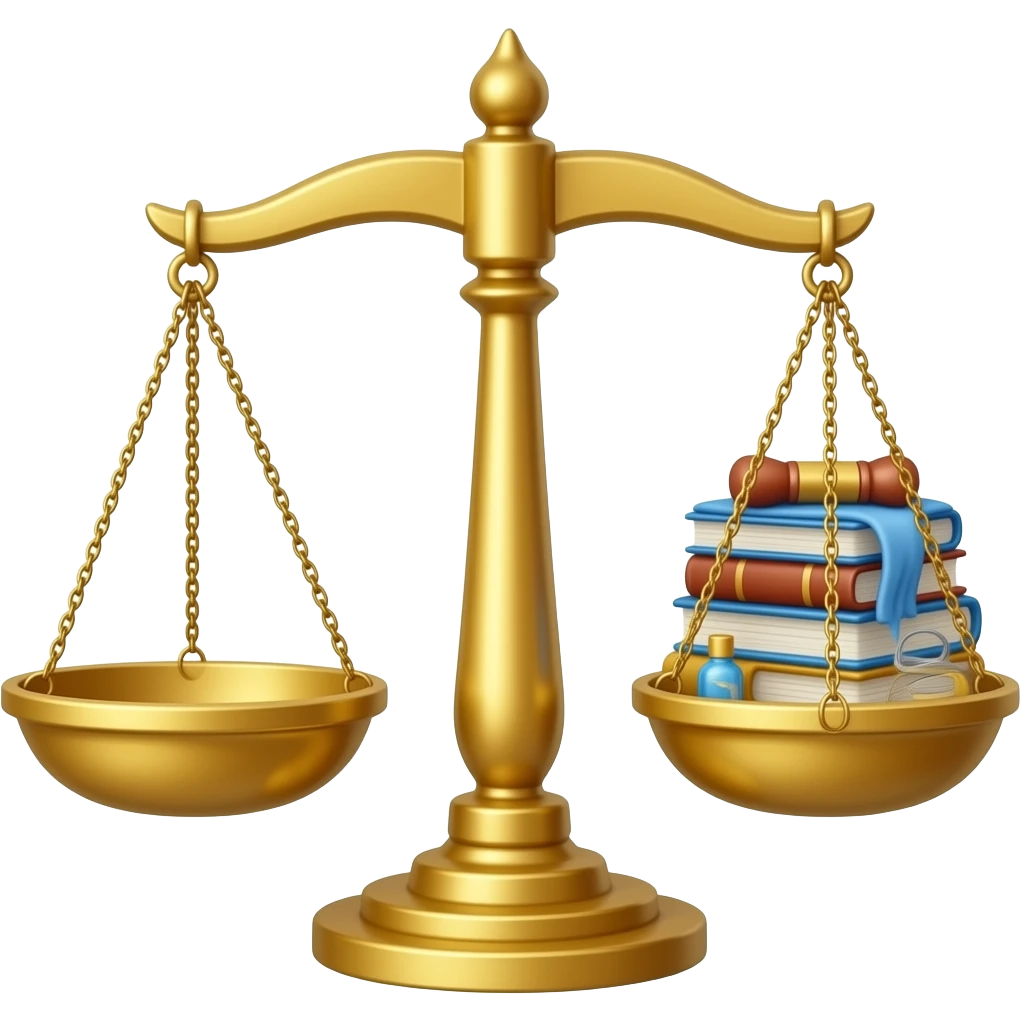 scales of justice one empty and the other with cloth and stuff emoji