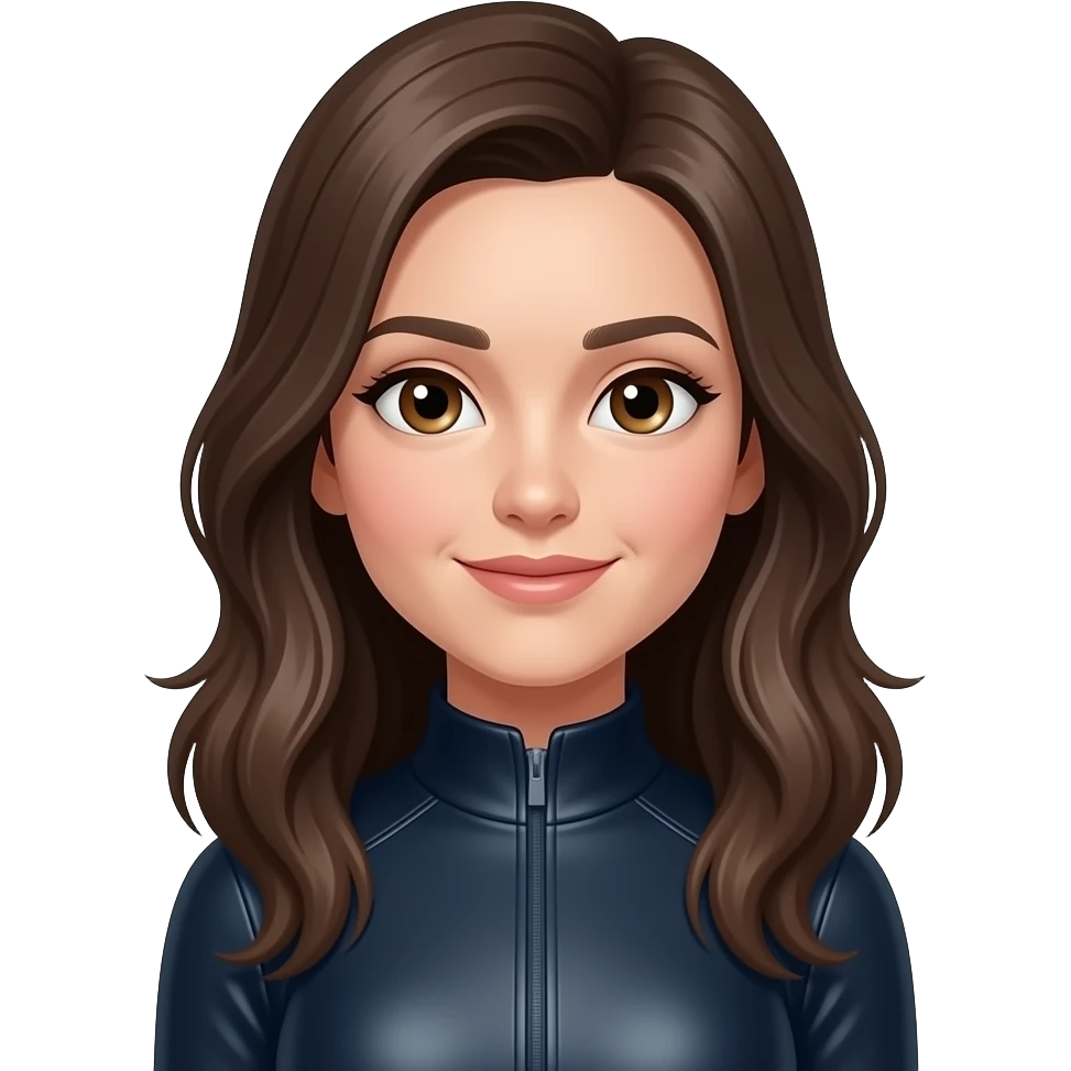 , long hair, brown eyes spandex emoji