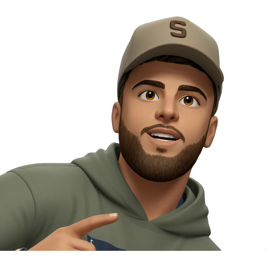 bearded boy in baseball cap emoji