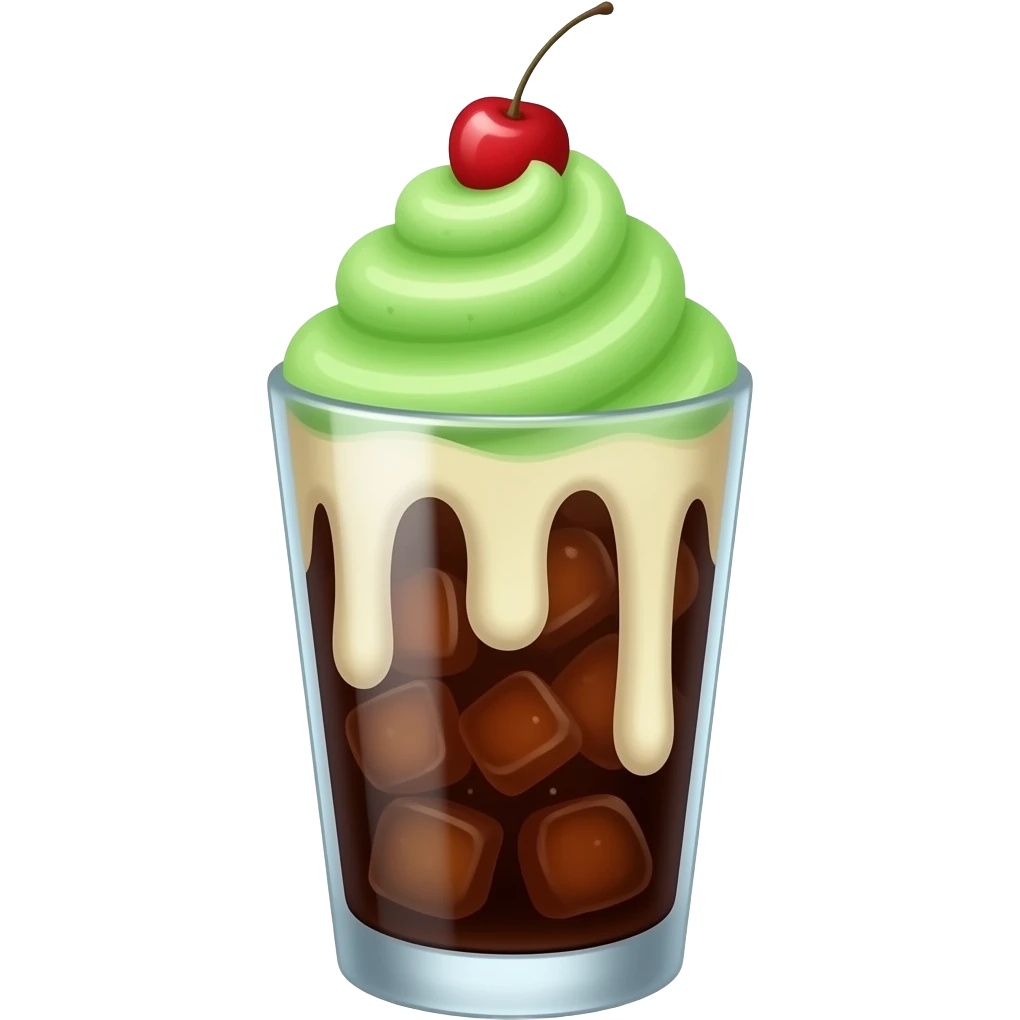 cream soda with an ice cream green and a cherry on top emoji