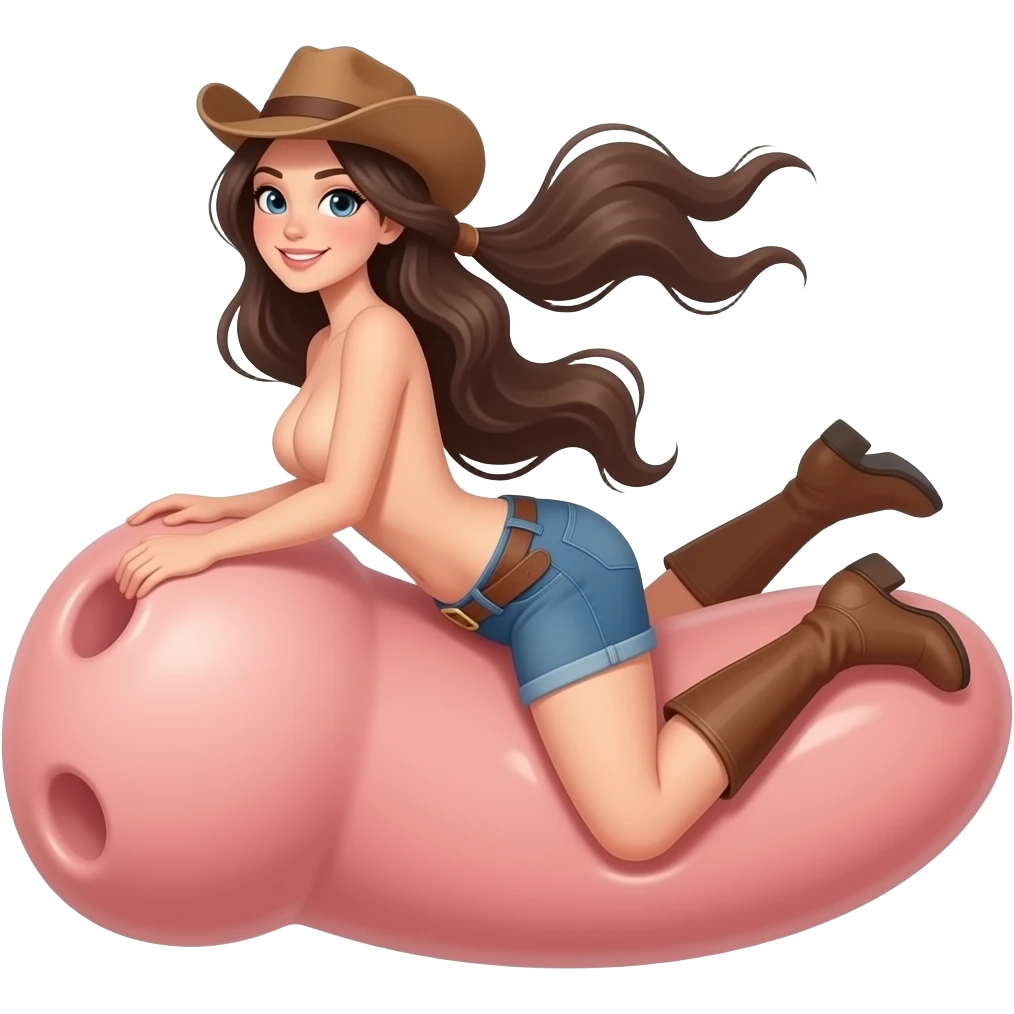 pov of a naked girl with long hair riding a penis cowgirl style emoji