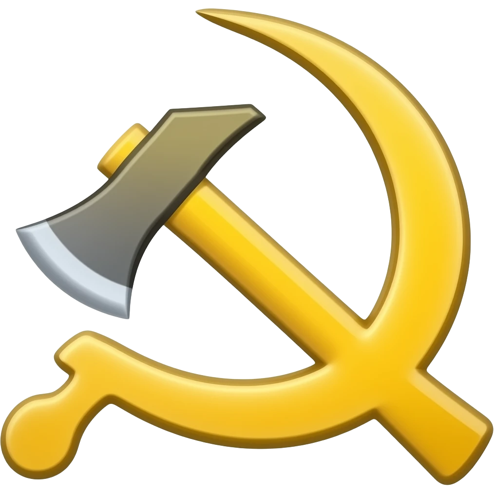 Axe and sickle combined like the ussr exactly like it like the coulour yellow and every thing emoji