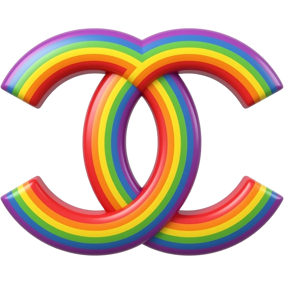 name "Chanel" in yellow pink red 3D style typography lettering, each color of the rainbow as a border outlined around each letter, isolated, 3d rendering, no emoji icons no emoji faces and must have no human figures emoji