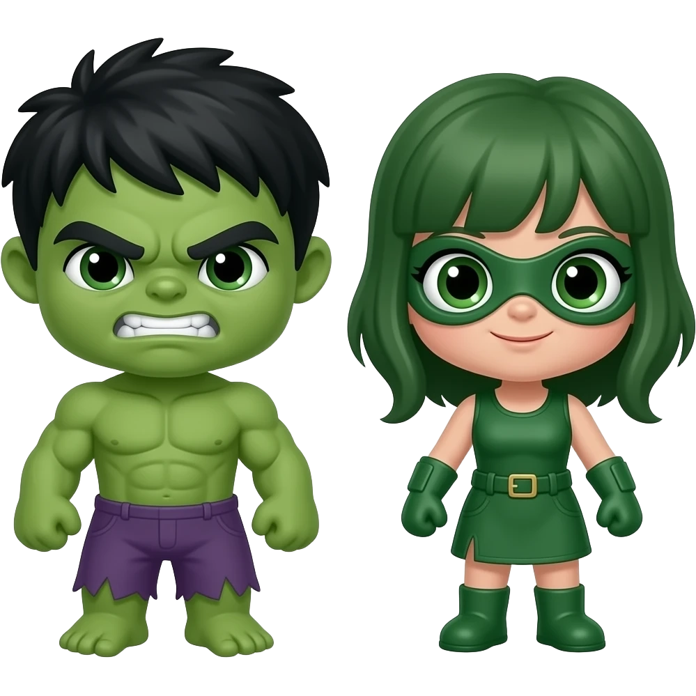 Mini cute Hulk with she hulk emoji