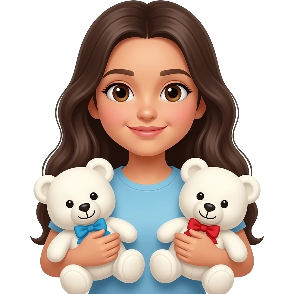 you latin girl with long hair and 2  white teddy bears emoji