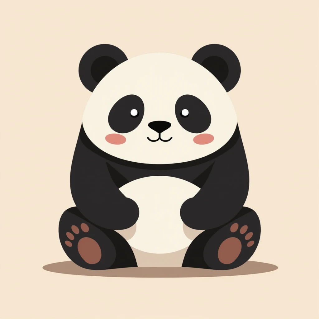 Flat design style panda emoji