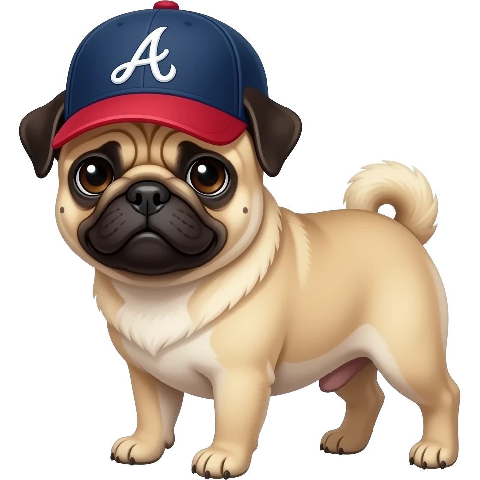Pug  with Atlanta braves hat emoji