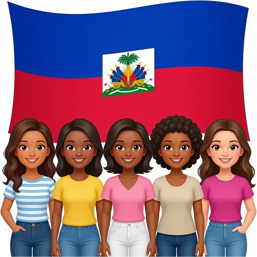 The Haitian flag with brown woman people smiling next to it emoji