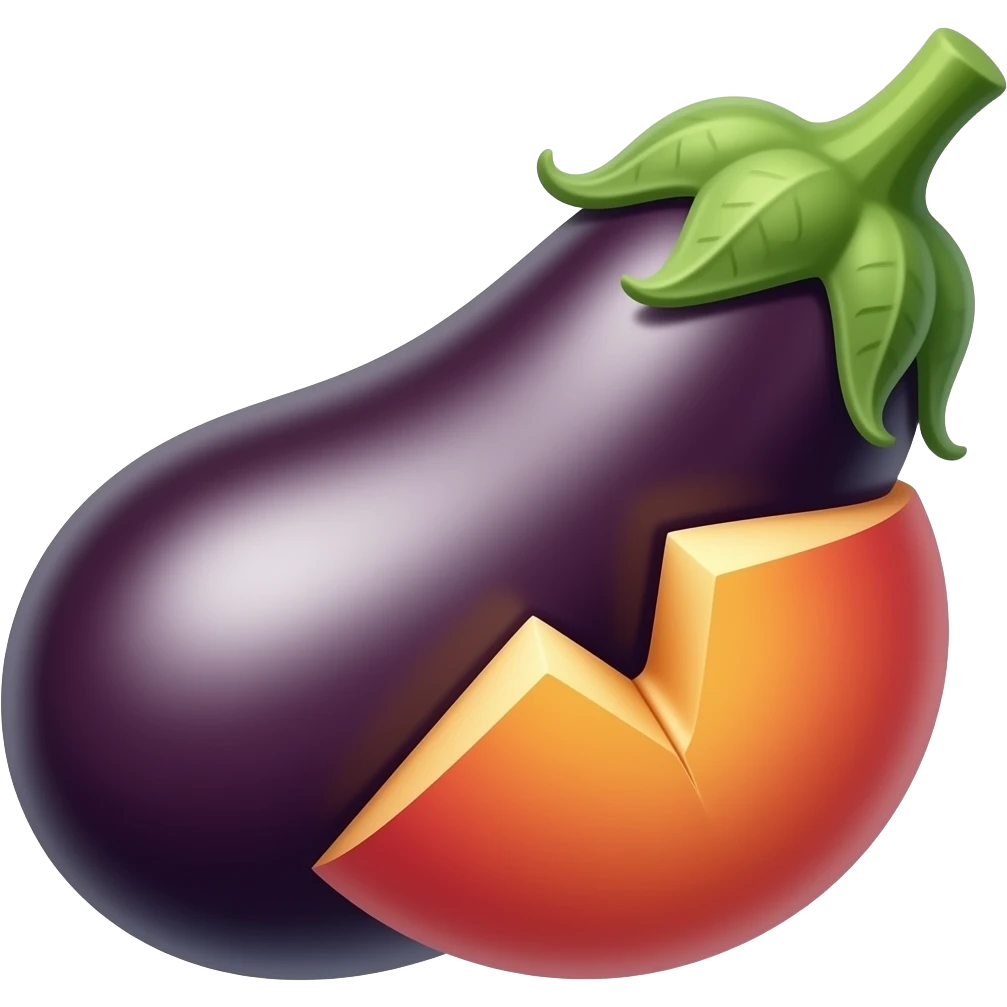Eggplant on the front crack of peach emoji