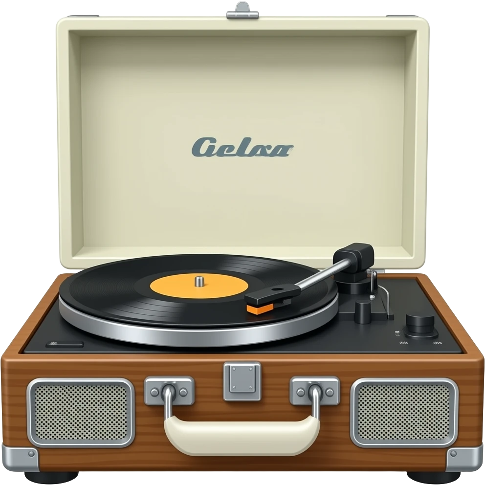 tocadiscosclasicos con bocina incluida con troantinguo  común en la época de los años 50 o 60. emoji