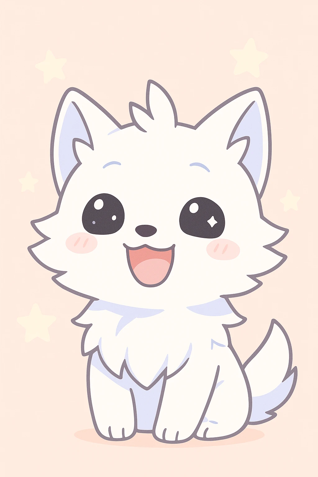 white anime wolf laughing, dramatic lighting, anime style emoji