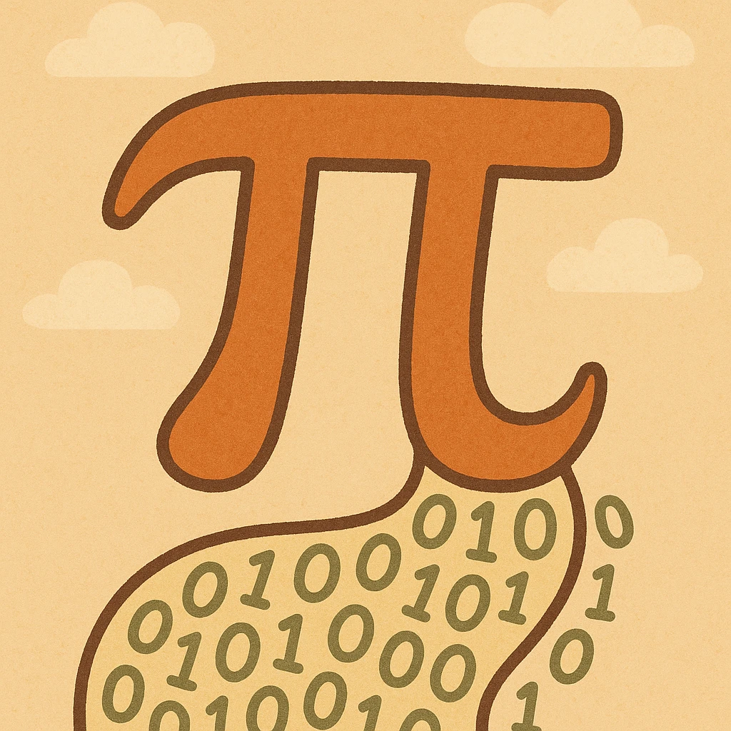  combine the π (pi) math symbol, binary code emerging from it. emoji