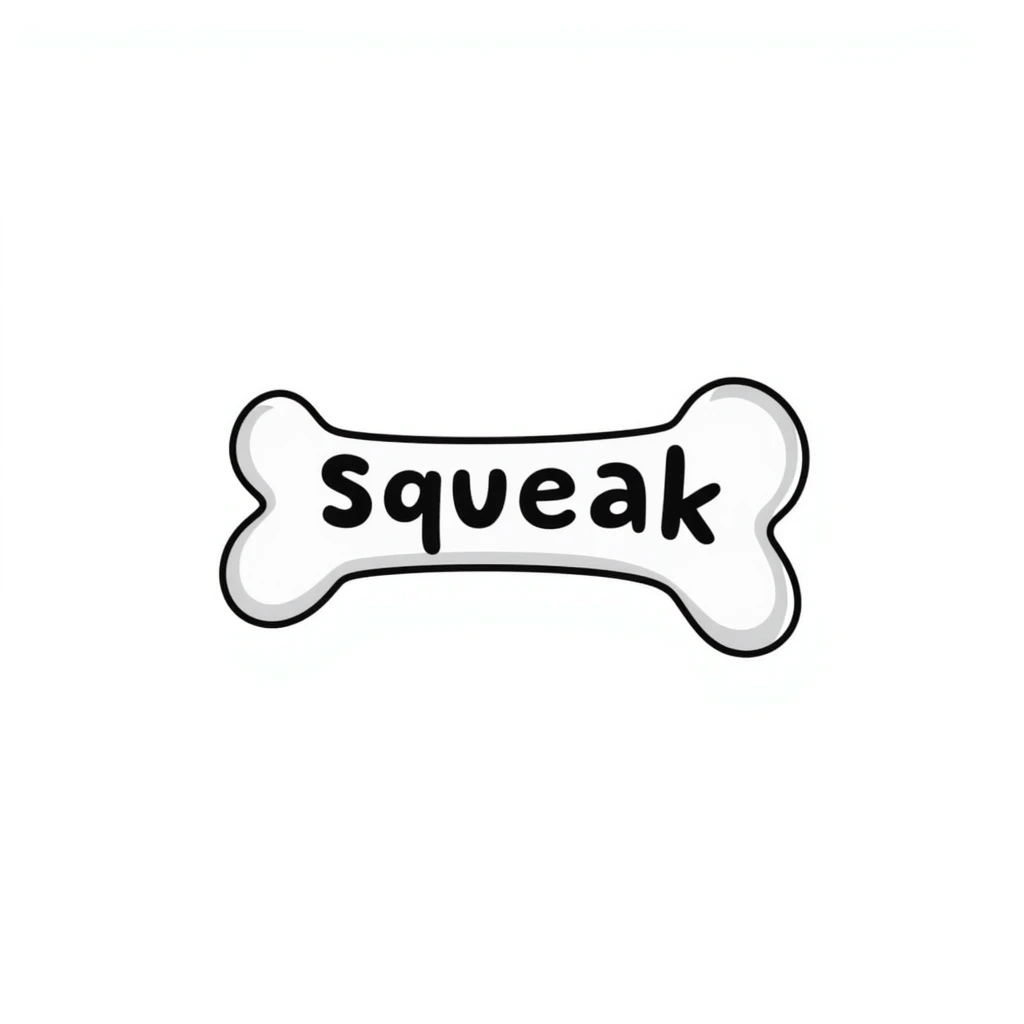 dog bone with the word 'squeak' emoji