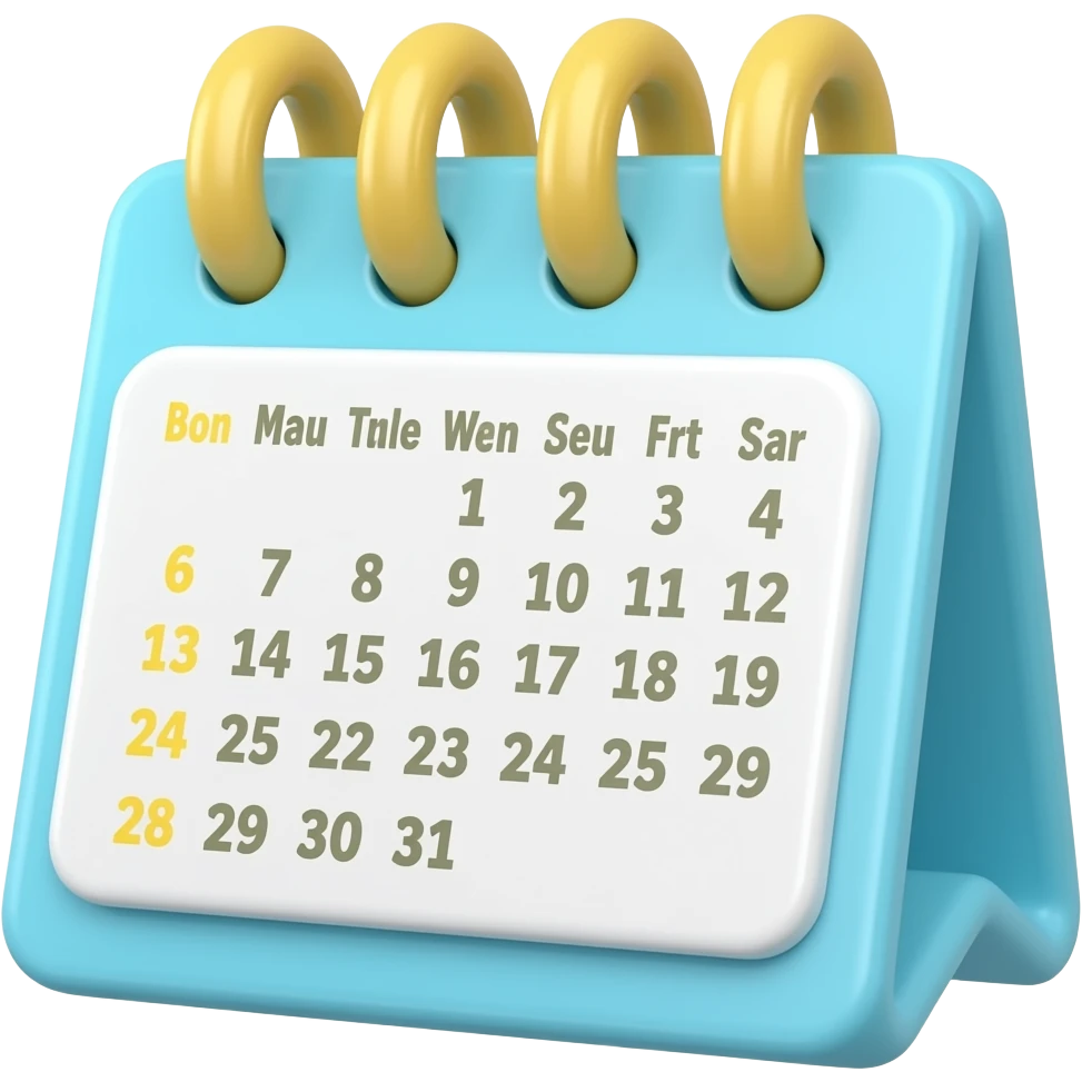 soft blue yellow Mini calendar, transparent background inspired by barbie colour pallete emoji