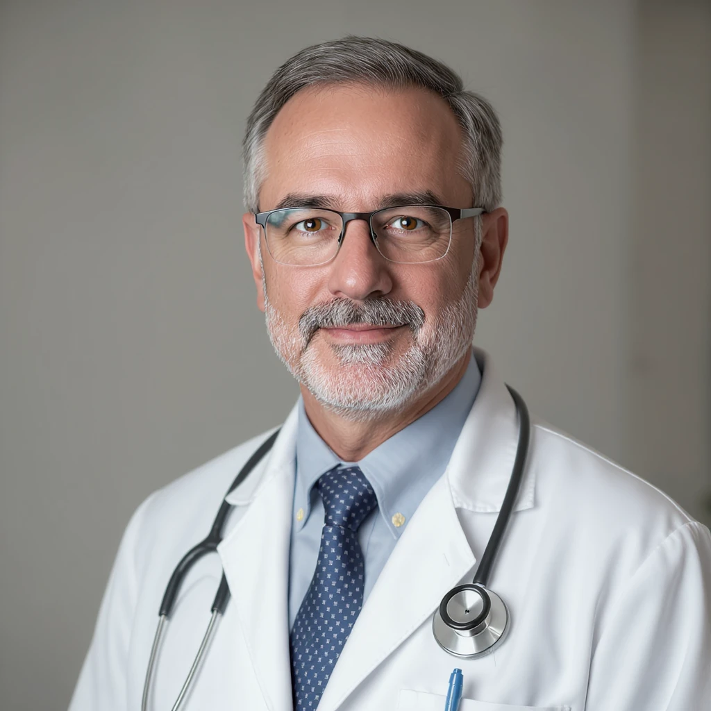 realistic doctor, professional appearance, white coat, stethoscope, neutral background emoji