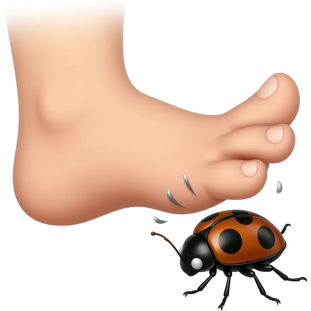 a foot stomping on a bug emoji