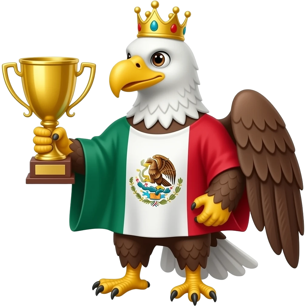 Haz la bandera de México y la águila con una corona y un trofeo emoji