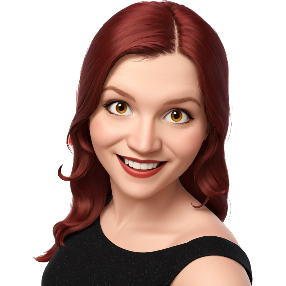 smiling girl in red dress emoji