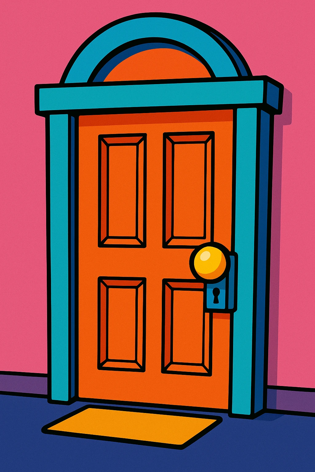 a door in a cartoon style, bright colors, exaggerated features emoji