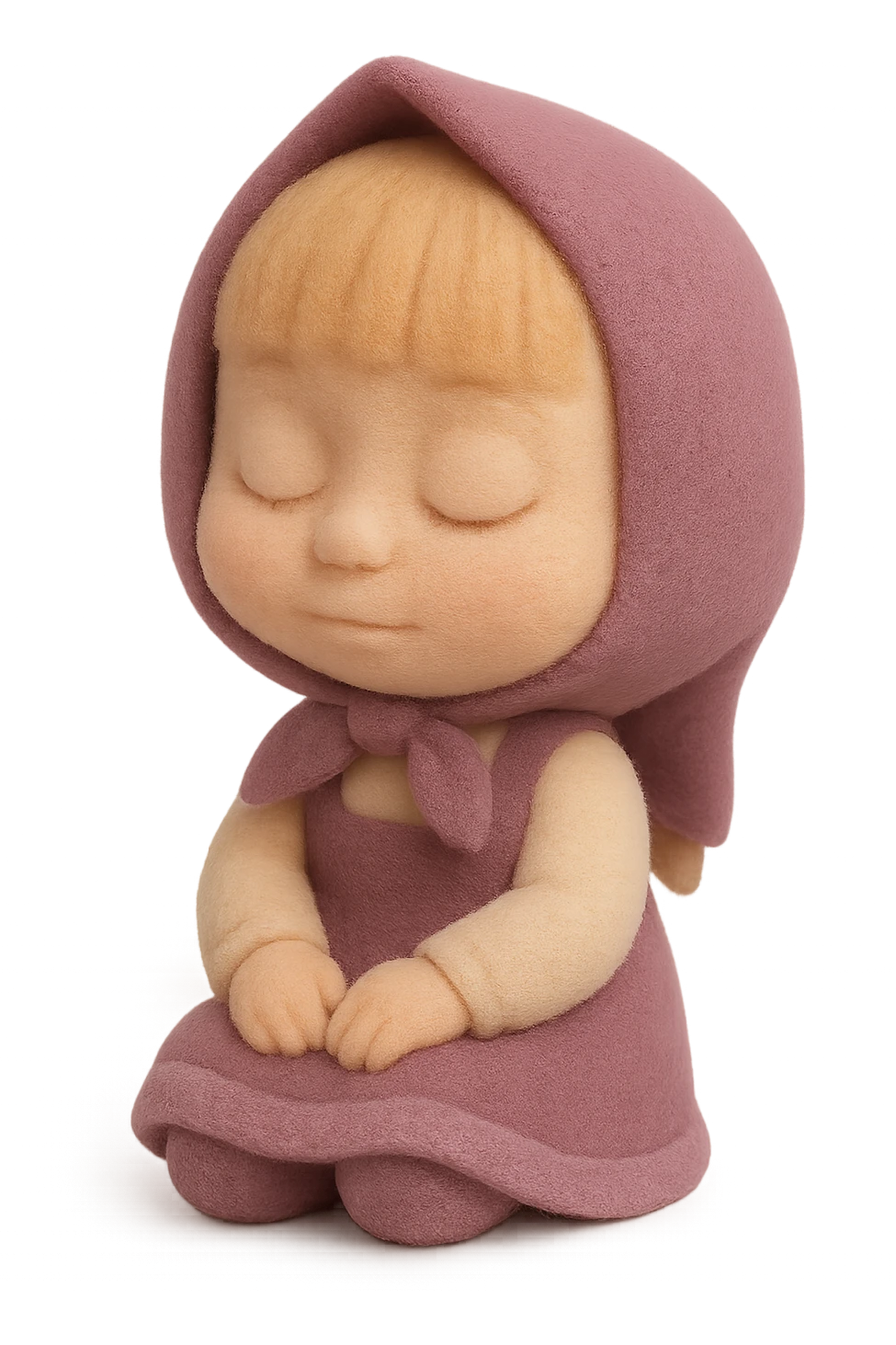 Masha from Masha and the Bear, calm and still, no bear, no pose, flocked toys style emoji