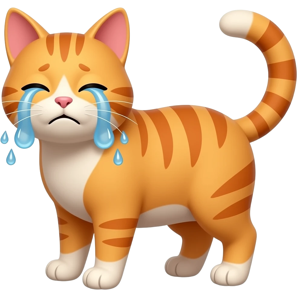 Orange cat CRYING it's SO SAD but it looks stupid and ugly emoji
