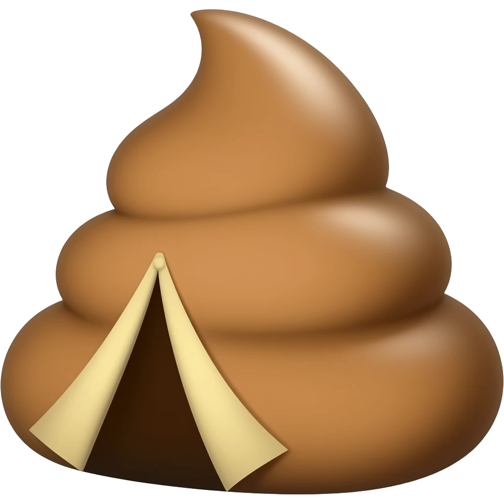 a poop shaped tent emoji