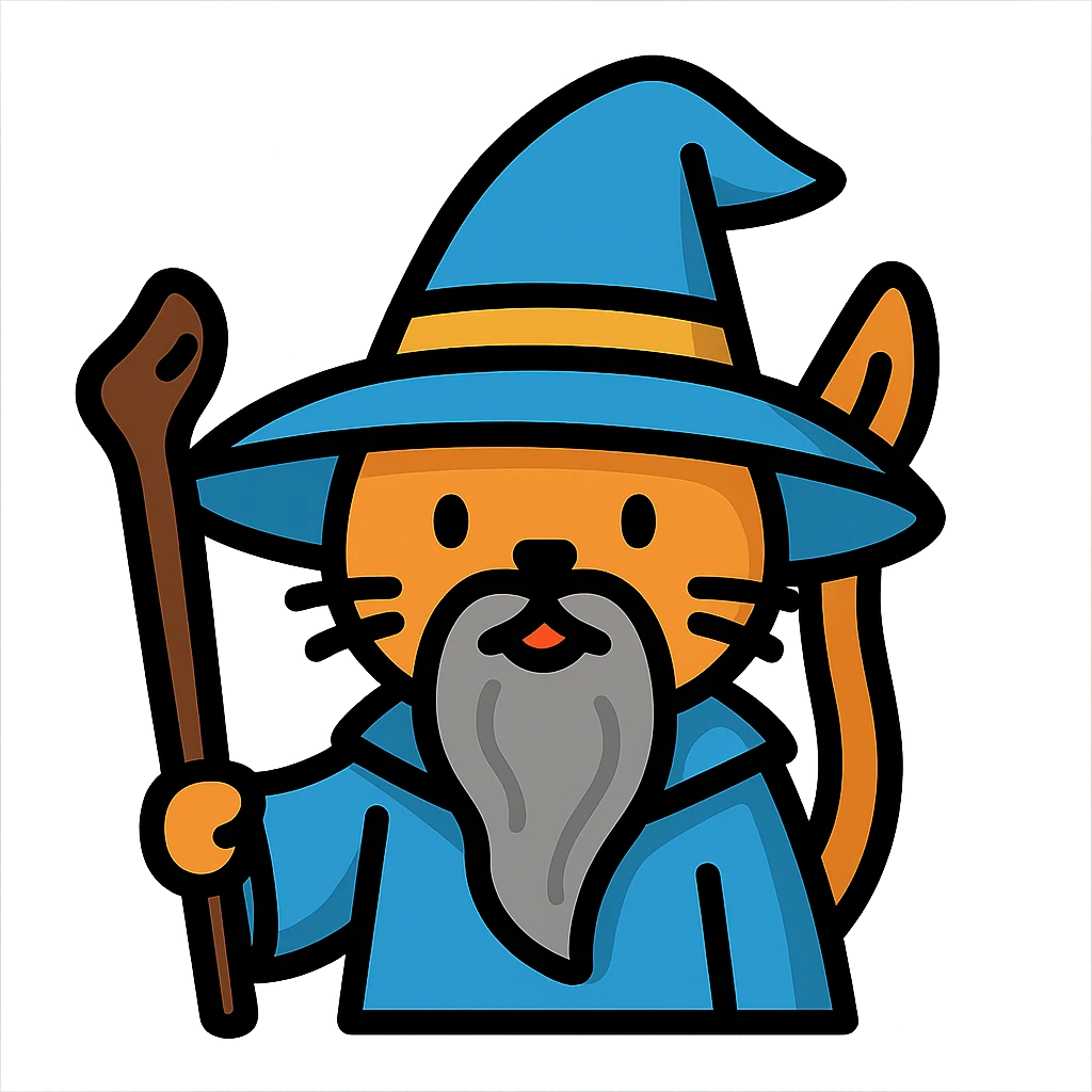 cat dressed as Gandalf emoji