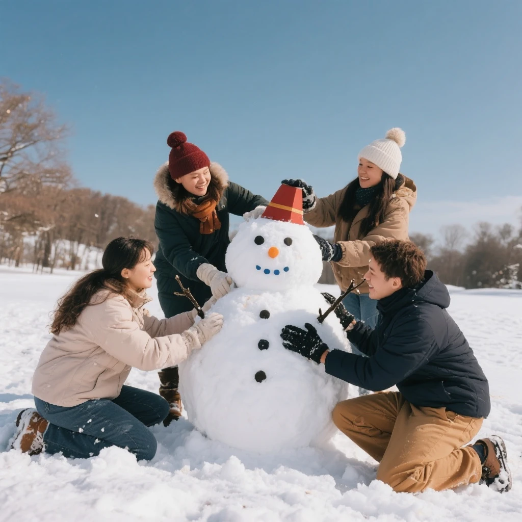 people making a snowman emoji