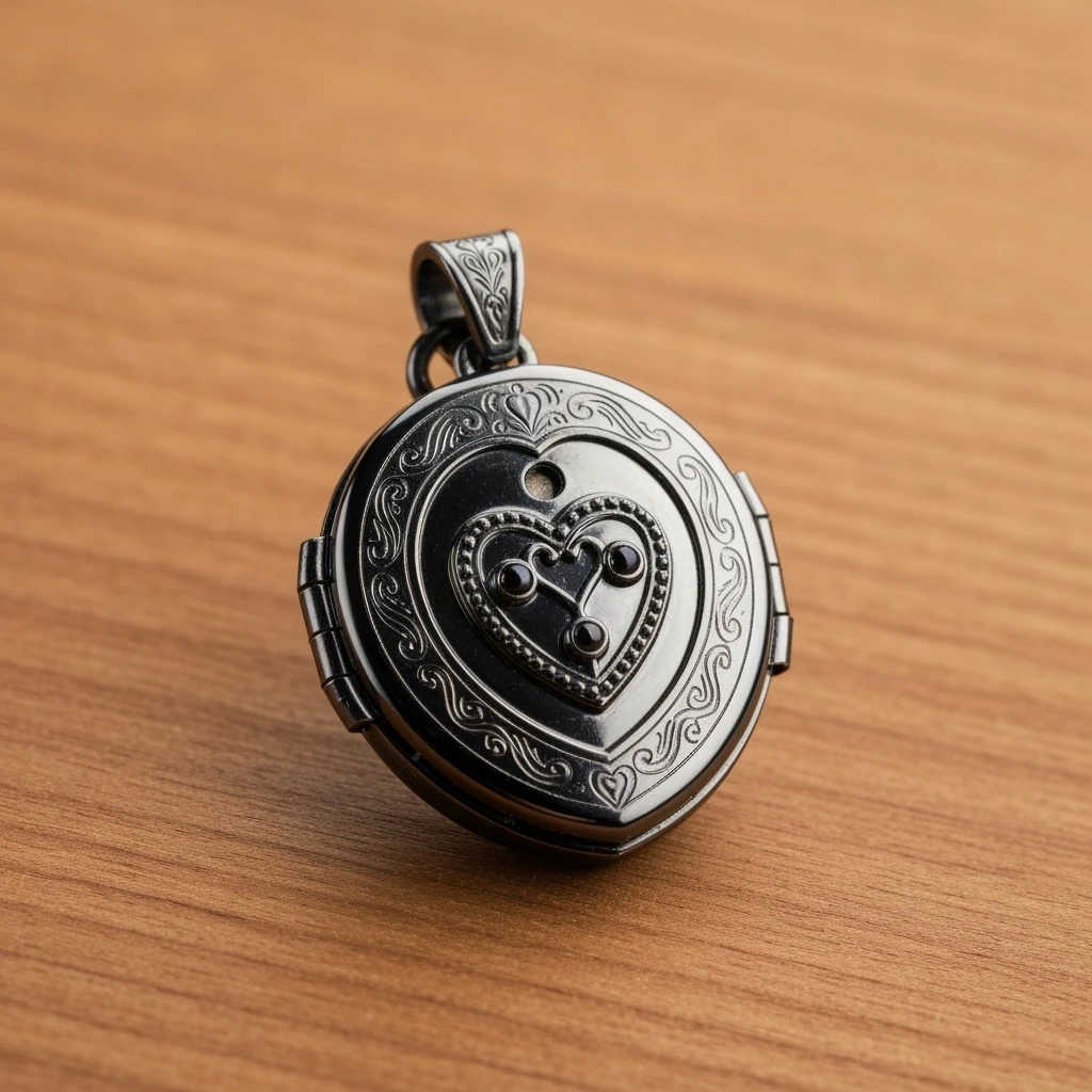 goth heart locket, cute, expressive, minimal emoji