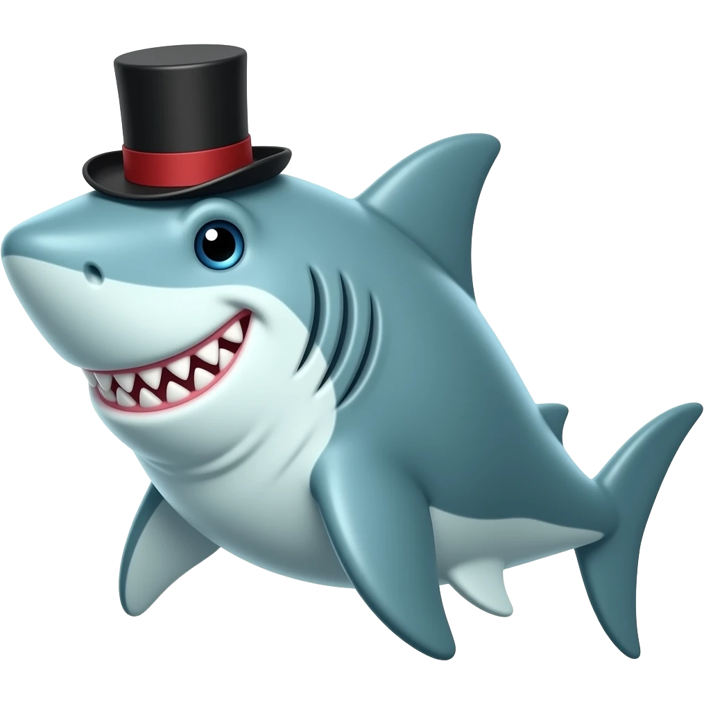 Shark with a top hat emoji