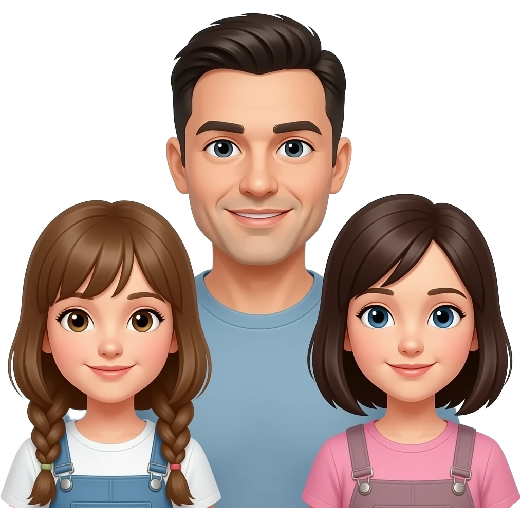 hombre con poco pelo y dos niñas emoji