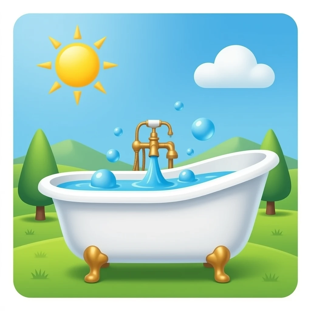 white bath with blue bubbles emoji