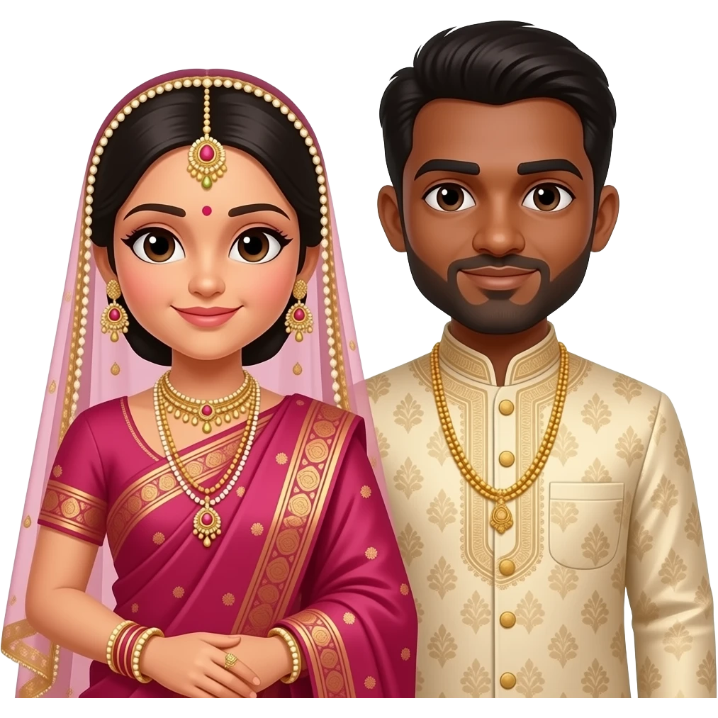 Fair bengali bride with dark groom wearing sherwani emoji