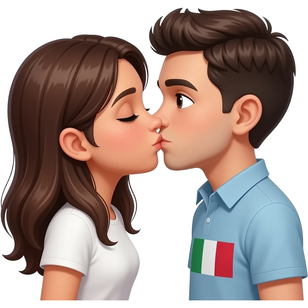 Latina Girl with burnet- brunet hair kiss italian boy emoji