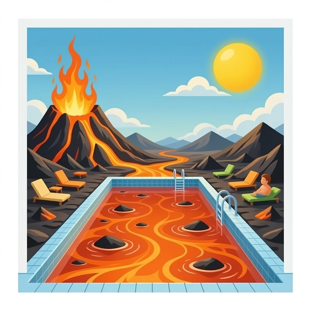 swimming pool filled with lava emoji