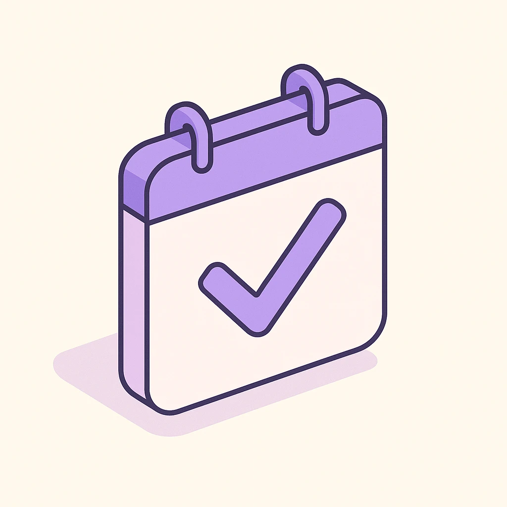 "Schedule clear", no text, with the colors: Primary Purple:  #8B5CF6
  Light Purple:    #A78BFA emoji