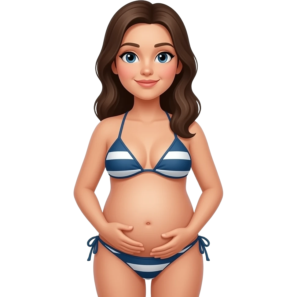 Faz uma mulher de biquiní gravida sem a mão na barriga sem as duas  com a mão reta emoji