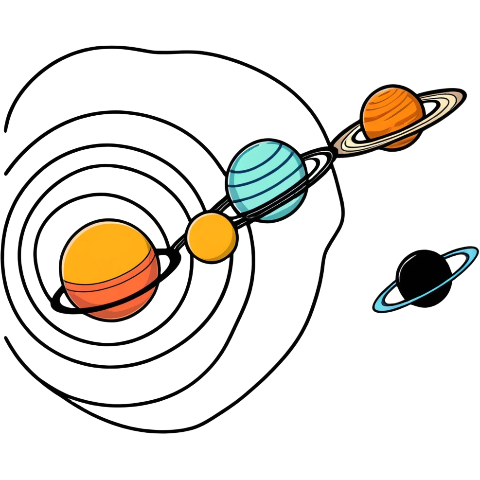 Solar system with planets that are shaped like brains not soheres emoji
