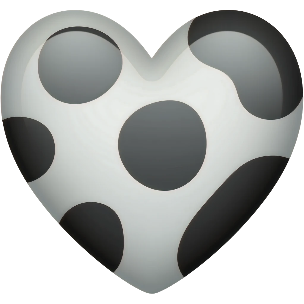 Cow print heart emoji black polka dot in white space emoji