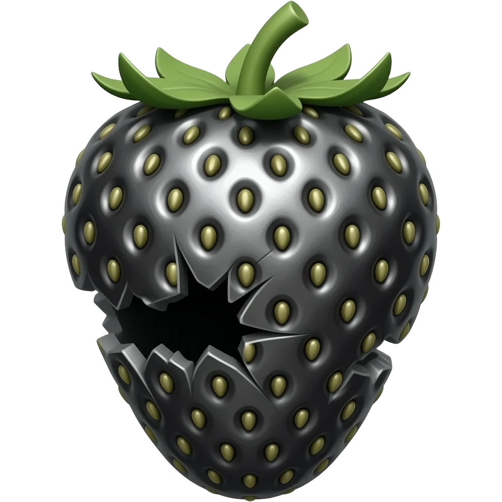 steampunk - rusty broken mechanical steel black strawberry emoji